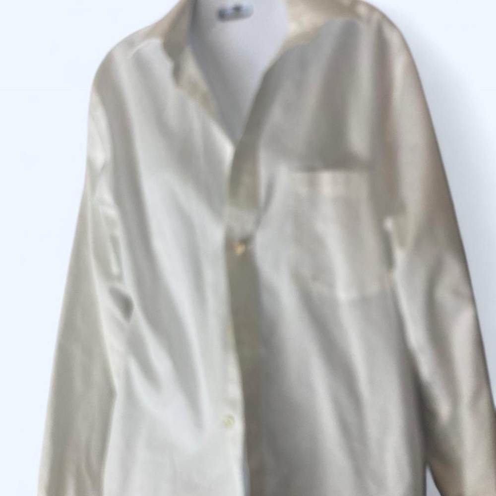 Chaps white linen button up shirt #linen 15 1/2 34/35 men’s